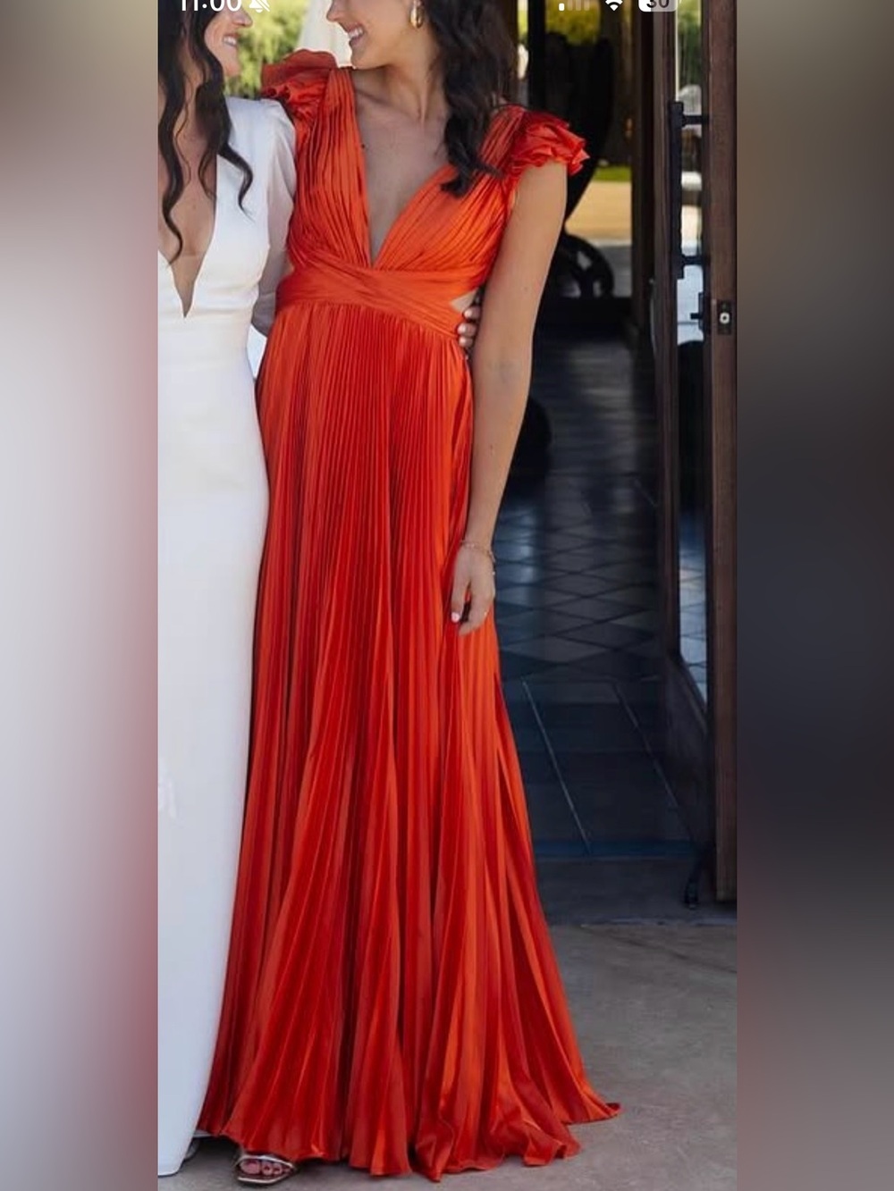 IEENA for MacDuggal Ruffled Tiered Cut-Out Chiffon Gown